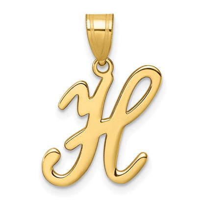14K Gelbgold Schreibschrift Buchstabe H Initiale Anhänger