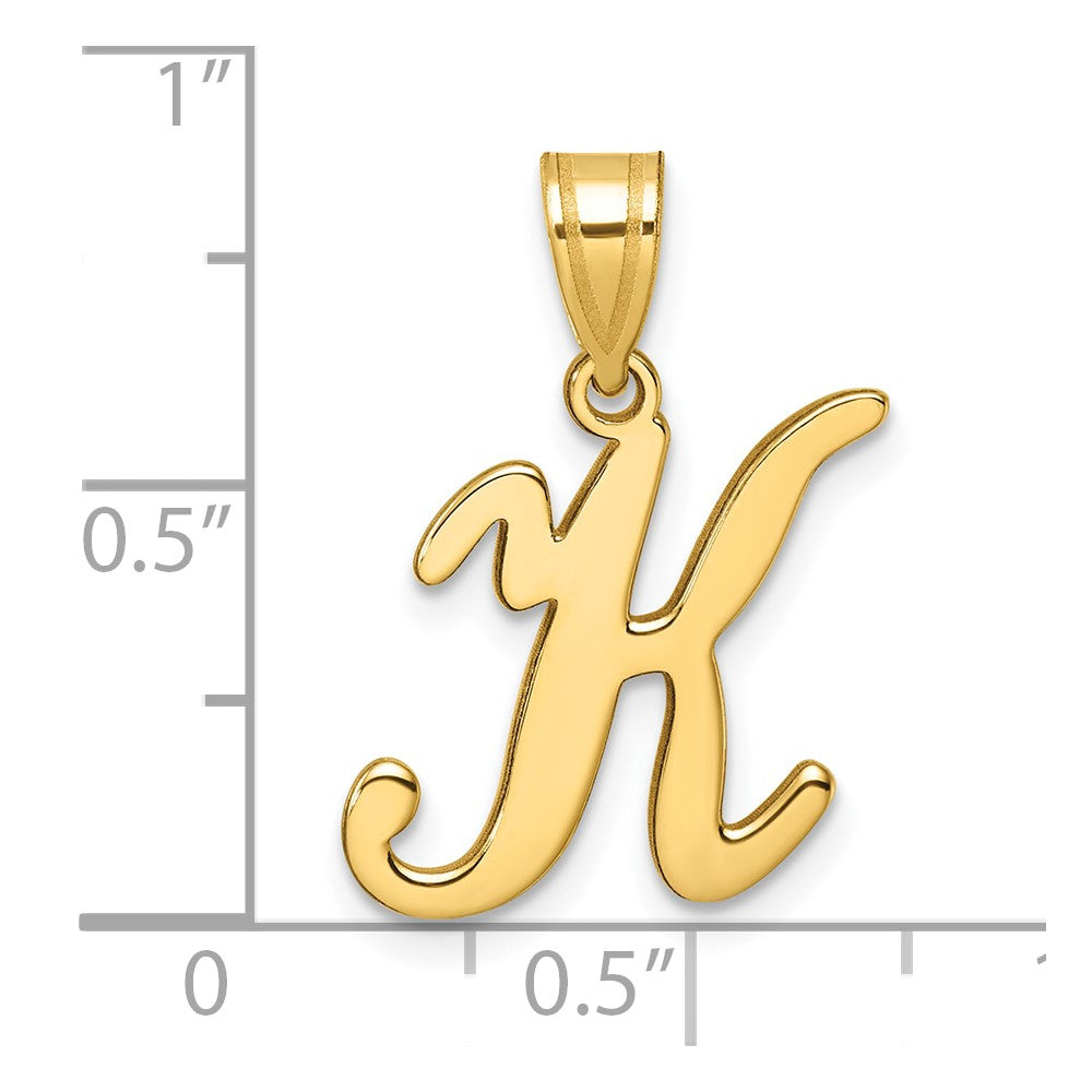 14K Gelbgold Schreibschrift Buchstabe K Initiale Anhänger