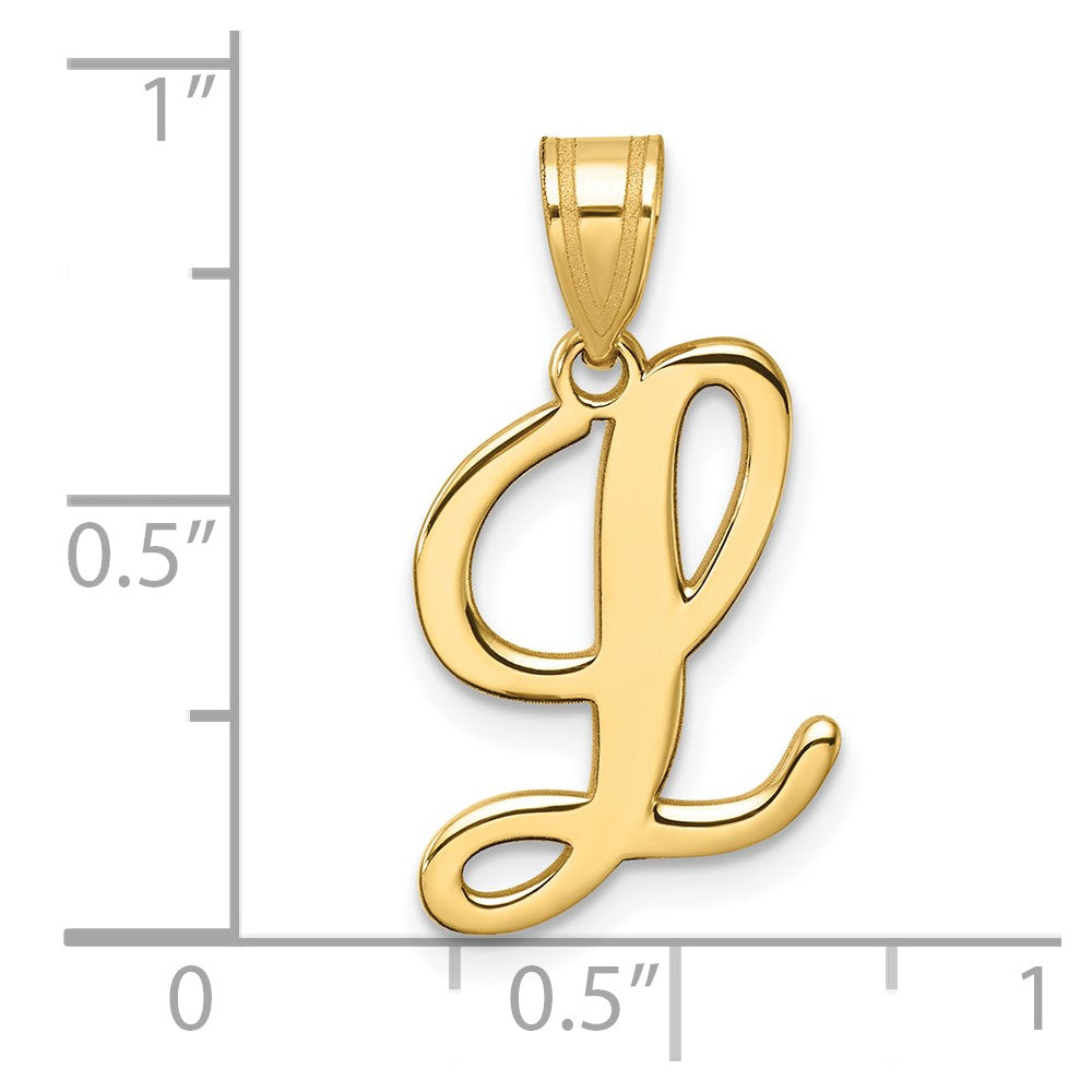 14K Gelbgold Schreibschrift Buchstabe L Initiale Anhänger