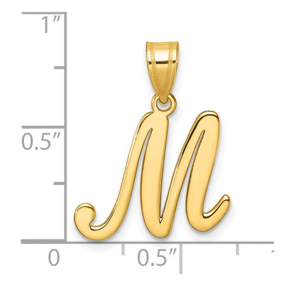 14K Gelbgold Schreibschrift Buchstabe M Initiale Anhänger