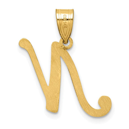 14K Gelbgold Schreibschrift Buchstabe N Initiale Anhänger