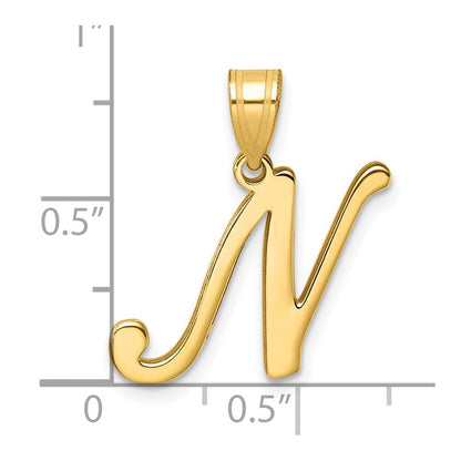 14K Gelbgold Schreibschrift Buchstabe N Initiale Anhänger