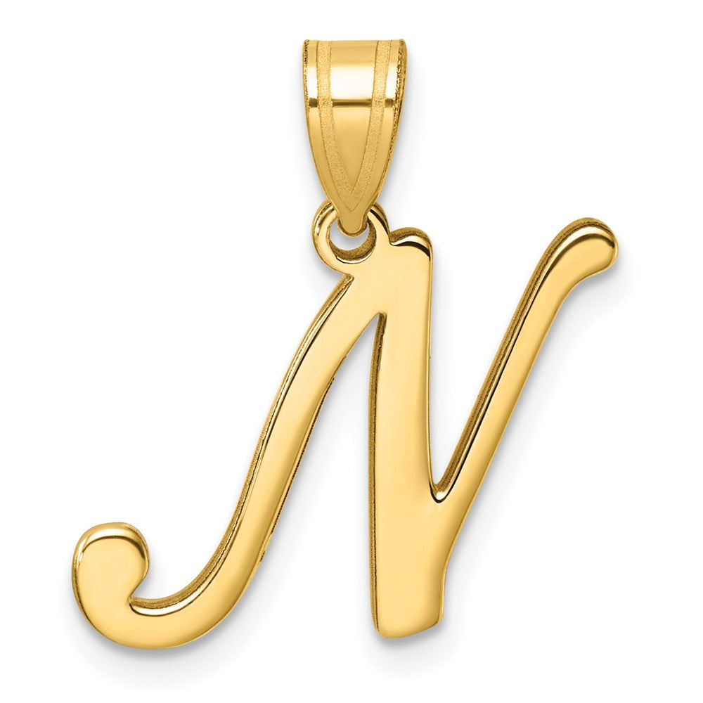14K Gelbgold Schreibschrift Buchstabe N Initiale Anhänger