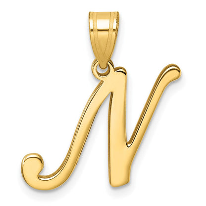 14K Gelbgold Schreibschrift Buchstabe N Initiale Anhänger