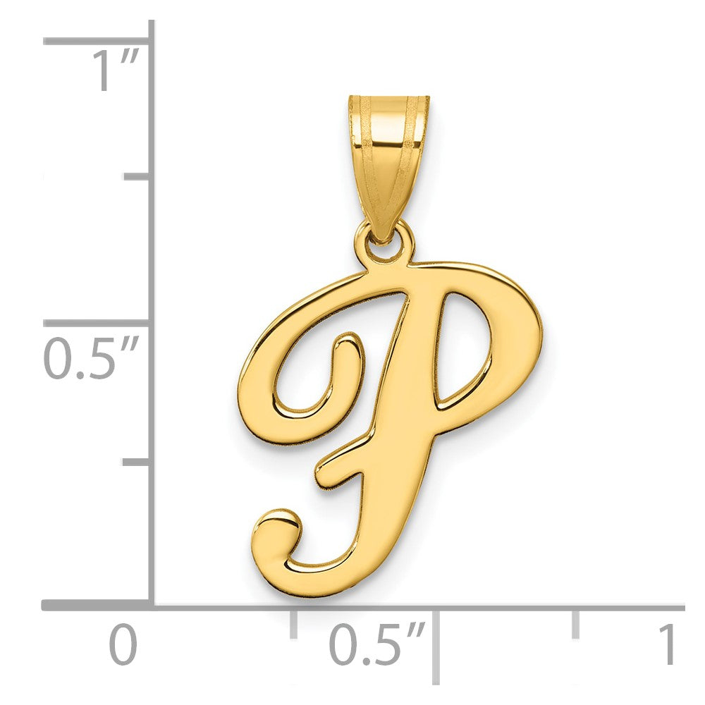 14K Gelbgold Schreibschrift Buchstabe P Initiale Anhänger