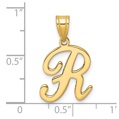 14K Gelbgold Schreibschrift Buchstabe R Initiale Anhänger