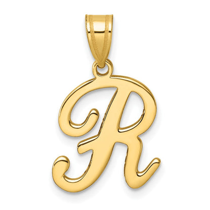 14K Gelbgold Schreibschrift Buchstabe R Initiale Anhänger