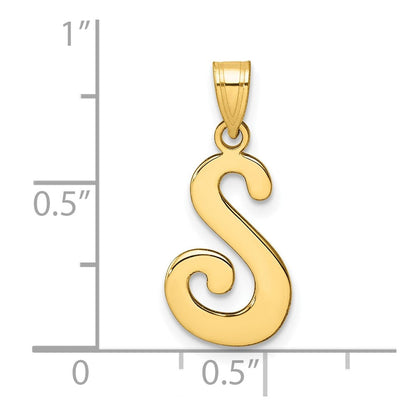 14K Gelbgold Schreibschrift Buchstabe S Initiale Anhänger