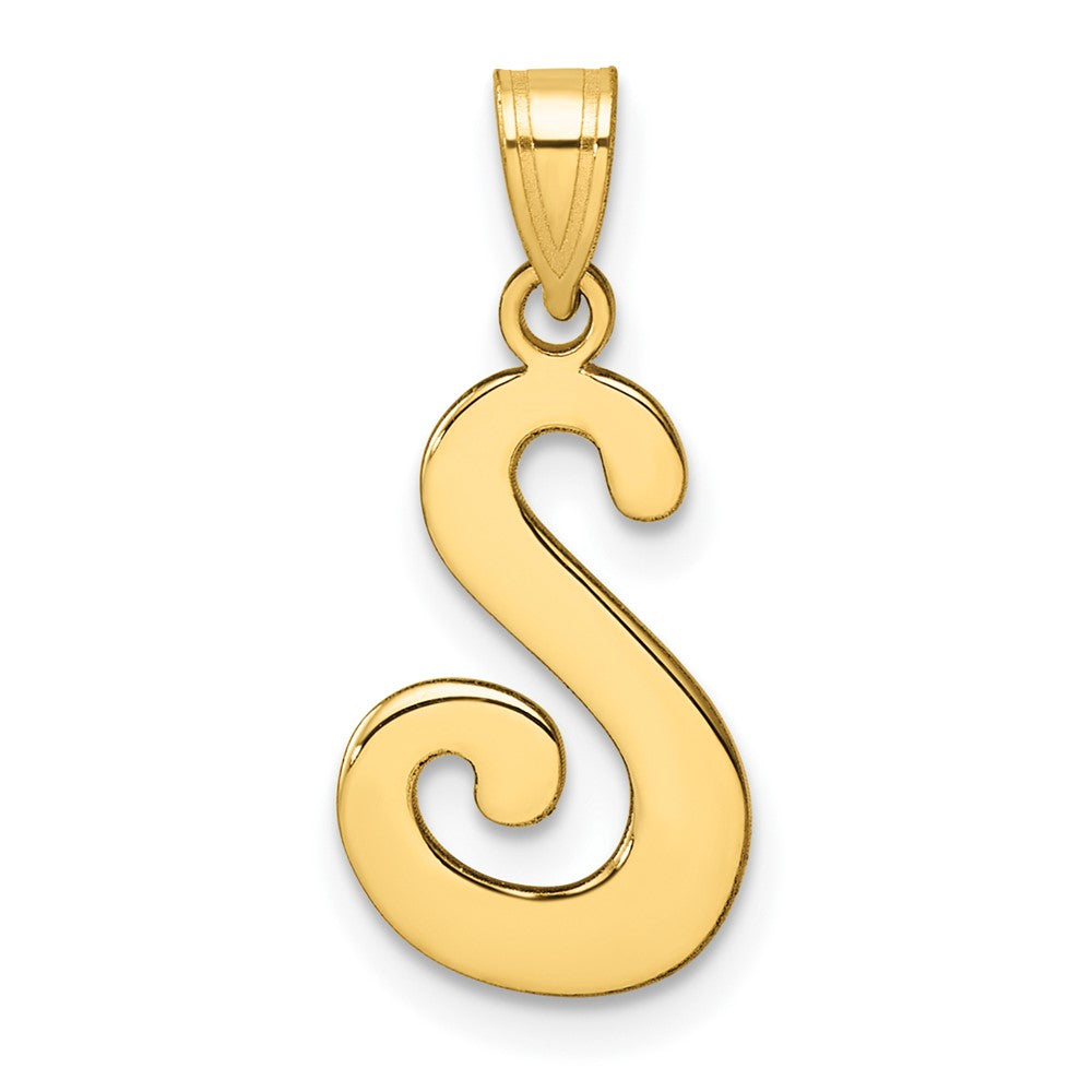 14K Gelbgold Schreibschrift Buchstabe S Initiale Anhänger
