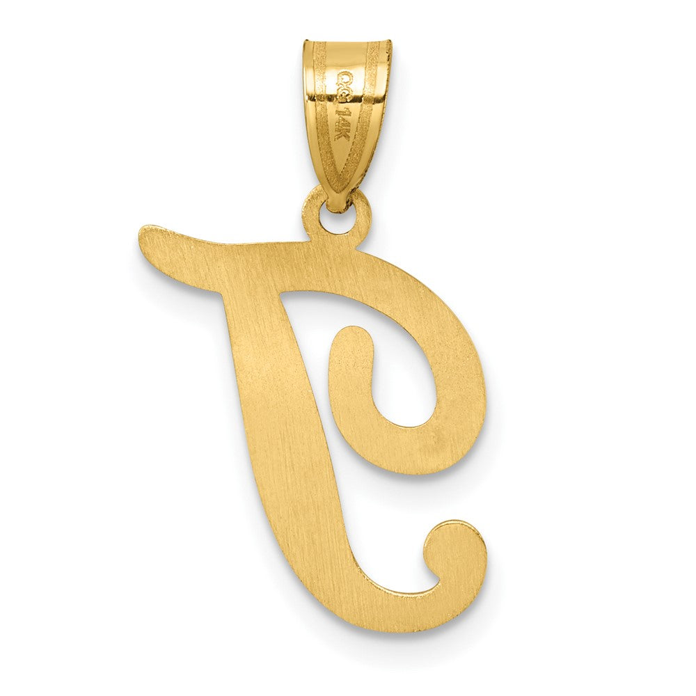 14K Gelbgold Schreibschrift Buchstabe T Initiale Anhänger