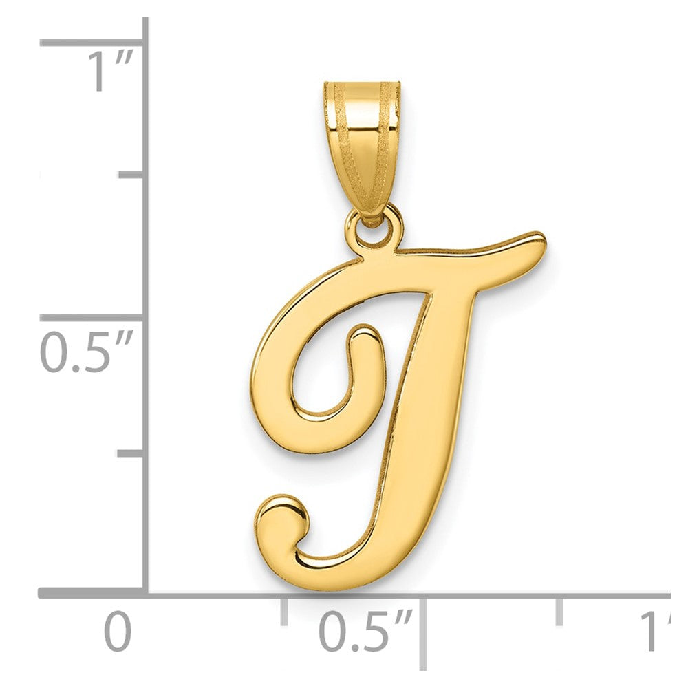 14K Gelbgold Schreibschrift Buchstabe T Initiale Anhänger