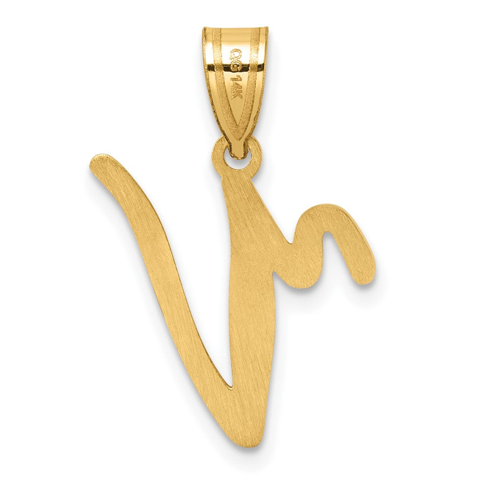 14K Gelbgold Schreibschrift Buchstabe V Initiale Anhänger