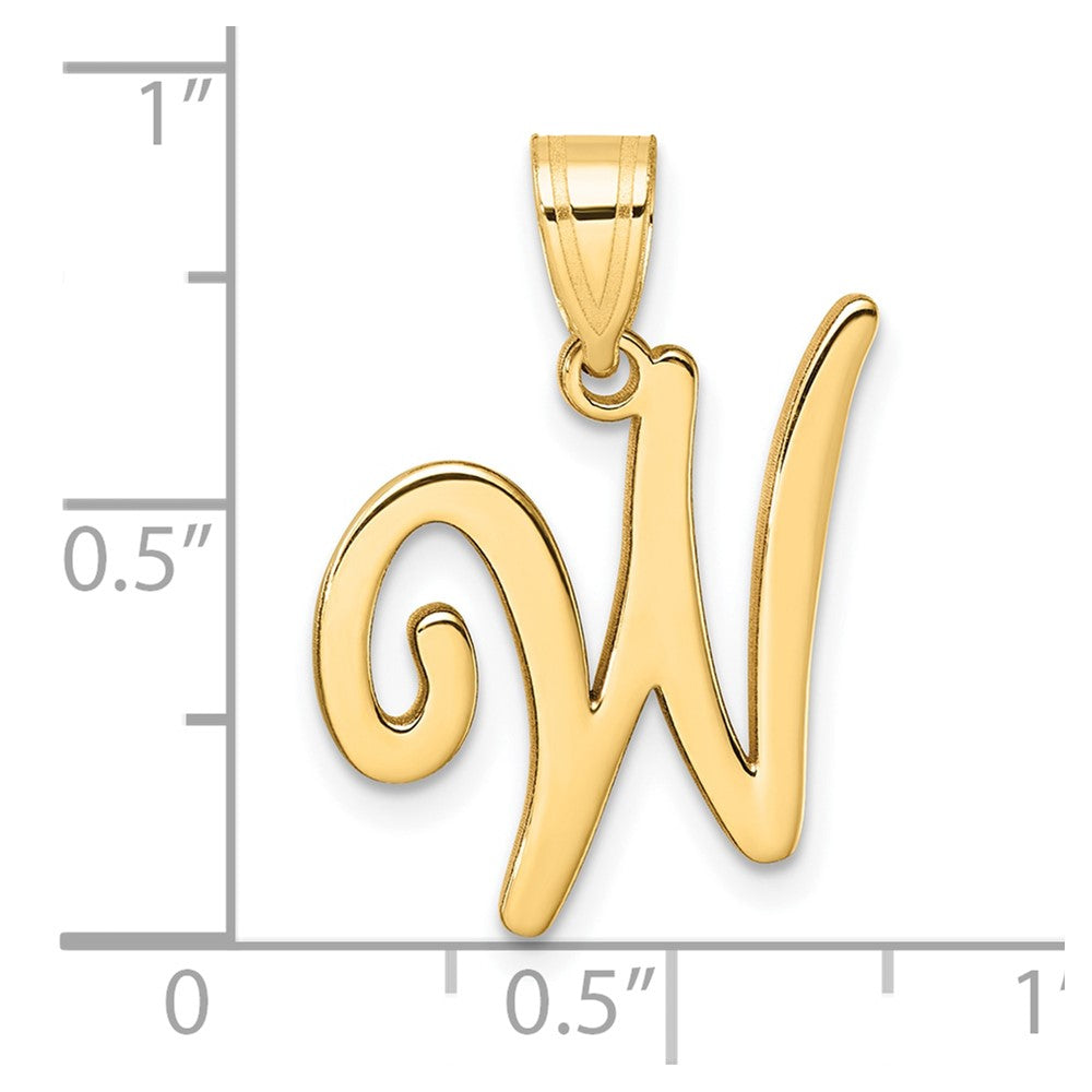 14K Gelbgold Schreibschrift Buchstabe W Initiale Anhänger