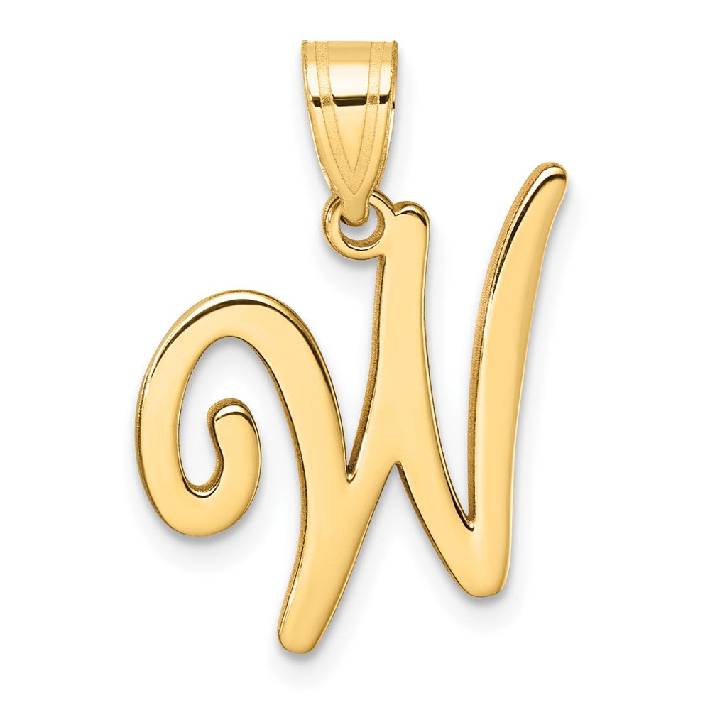 14K Gelbgold Schreibschrift Buchstabe W Initiale Anhänger