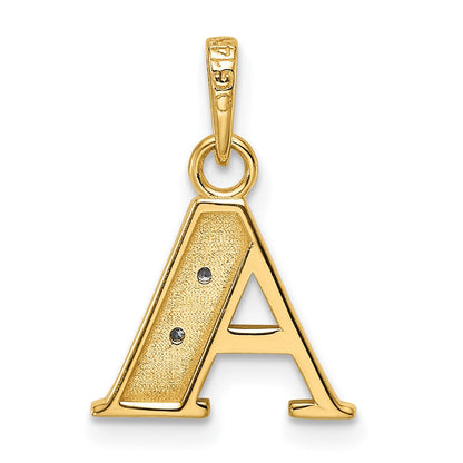 14K Gelb & Rhodium mit Rhodium Diamant Buchstabe Initiale Anhänger