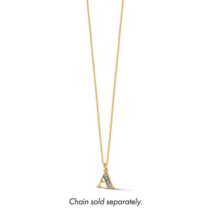 14K Gelb & Rhodium mit Rhodium Diamant Buchstabe Initiale Anhänger