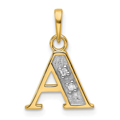 14K Gelb & Rhodium mit Rhodium Diamant Buchstabe Initiale Anhänger