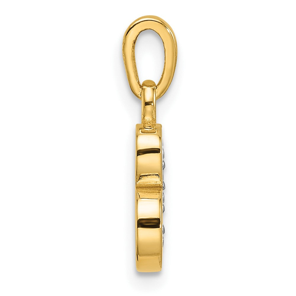 14K Gelb & Rhodium mit Rhodium Diamant Buchstabe B Initiale Anhänger