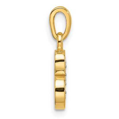14K Gelb & Rhodium mit Rhodium Diamant Buchstabe B Initiale Anhänger