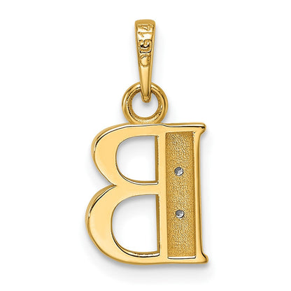 14K Gelb & Rhodium mit Rhodium Diamant Buchstabe B Initiale Anhänger