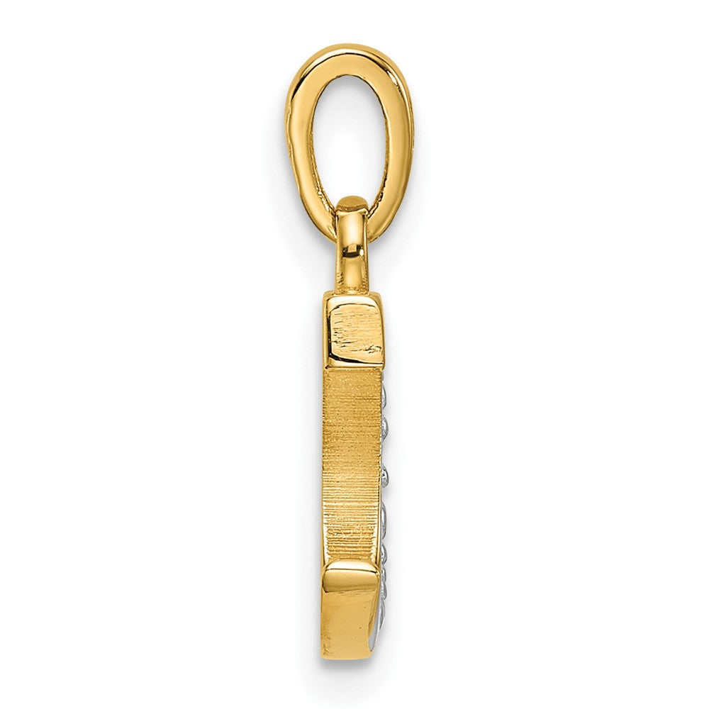 14K Gelb & Rhodium mit Rhodium Diamant Buchstabe C Initiale Anhänger