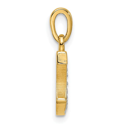 14K Gelb & Rhodium mit Rhodium Diamant Buchstabe C Initiale Anhänger