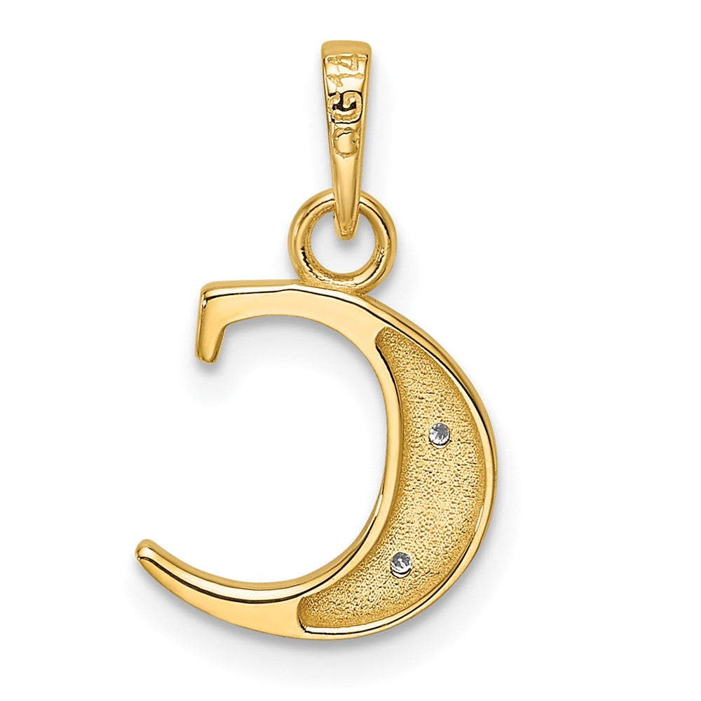 14K Gelb & Rhodium mit Rhodium Diamant Buchstabe C Initiale Anhänger