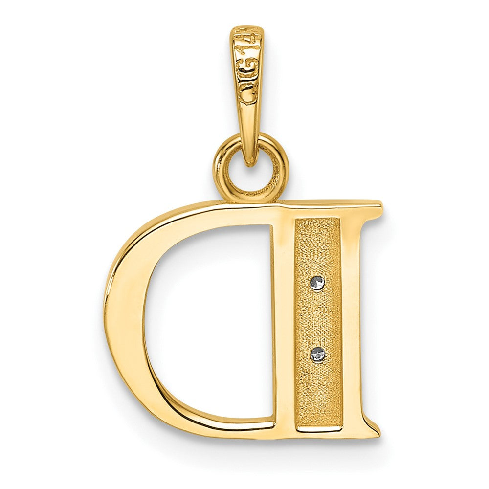 14K Gelb & Rhodium mit Rhodium Diamant Buchstabe D Initiale Anhänger