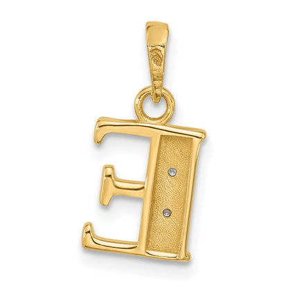 14K Gelb & Rhodium mit Rhodium Diamant Buchstabe E Initiale Anhänger