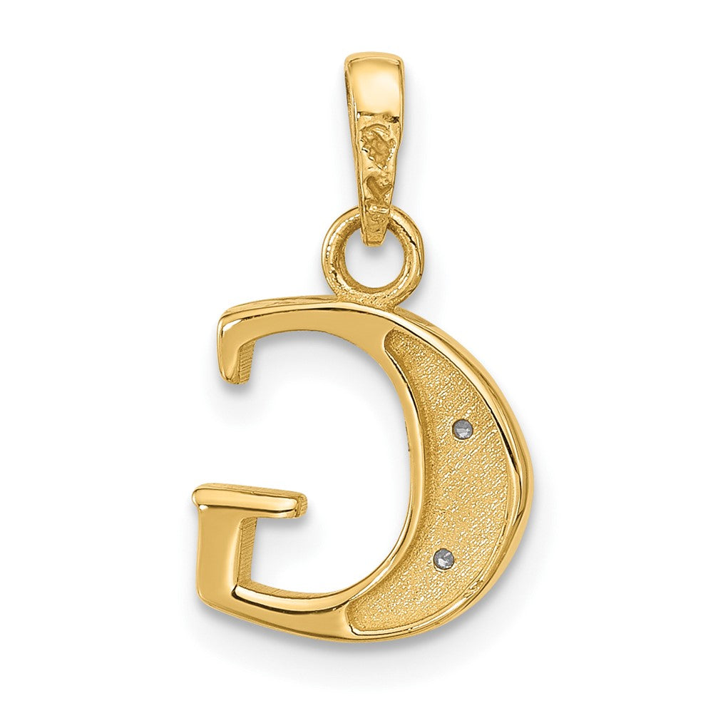 14K Gelb & Rhodium mit Rhodium Diamant Buchstabe G Initiale Anhänger