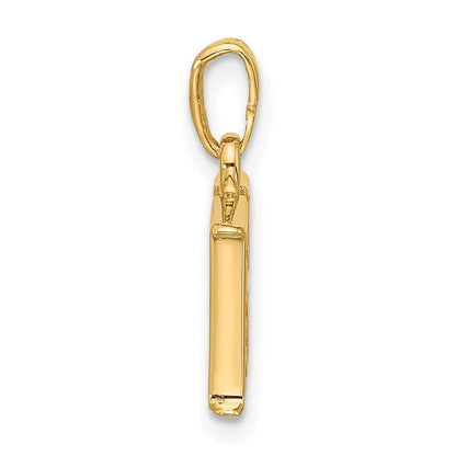 14K Gelb & Rhodium mit Rhodium Diamant Buchstabe H Initiale Anhänger