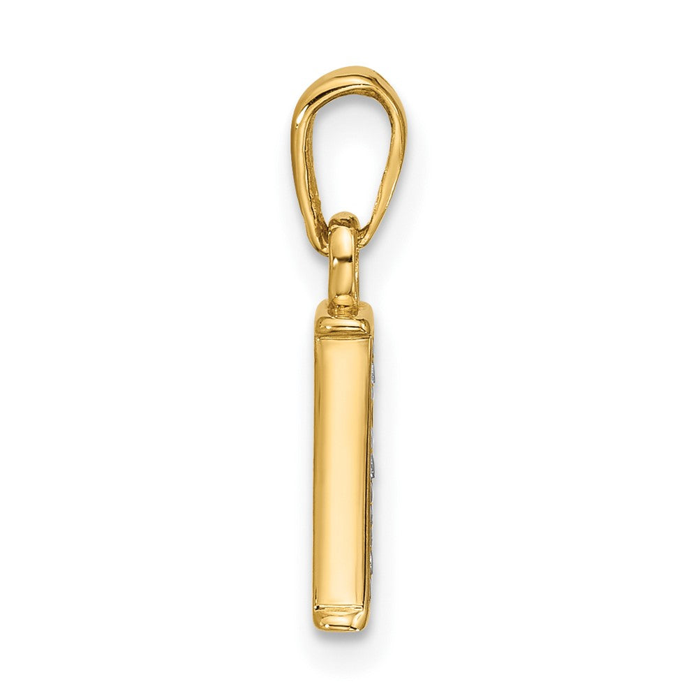 14K Gelb & Rhodium mit Rhodium Diamant Buchstabe I Initiale Anhänger