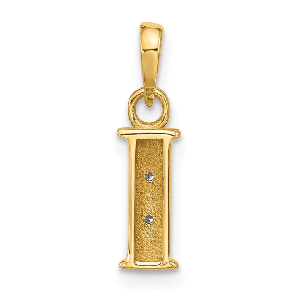 14K Gelb & Rhodium mit Rhodium Diamant Buchstabe I Initiale Anhänger