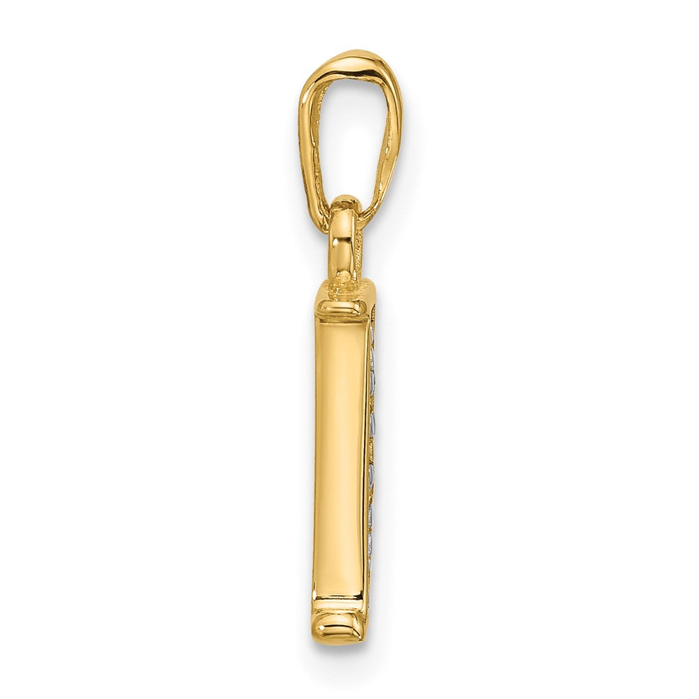14K Gelb & Rhodium mit Rhodium Diamant Buchstabe J Initiale Anhänger