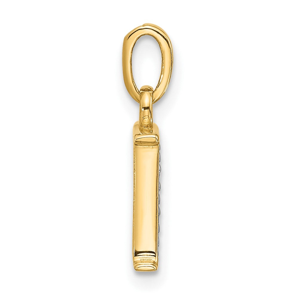 14K Gelb & Rhodium mit Rhodium Diamant Buchstabe K Initiale Anhänger