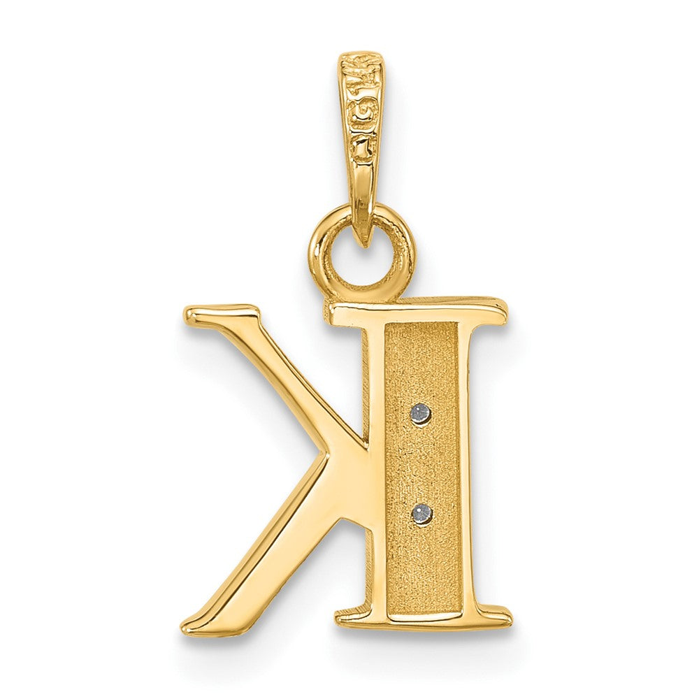 14K Gelb & Rhodium mit Rhodium Diamant Buchstabe K Initiale Anhänger