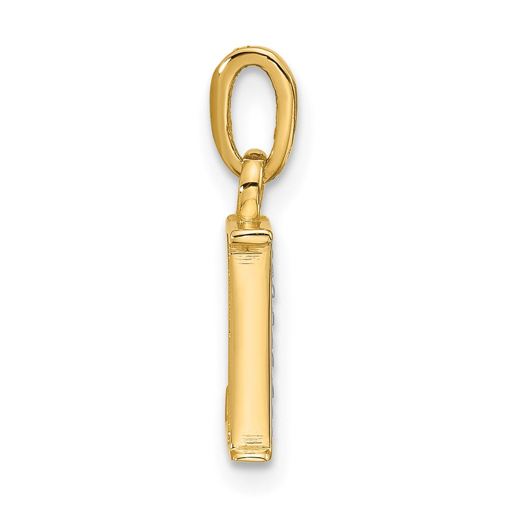 14K Gelb & Rhodium mit Rhodium Diamant Buchstabe L Initiale Anhänger