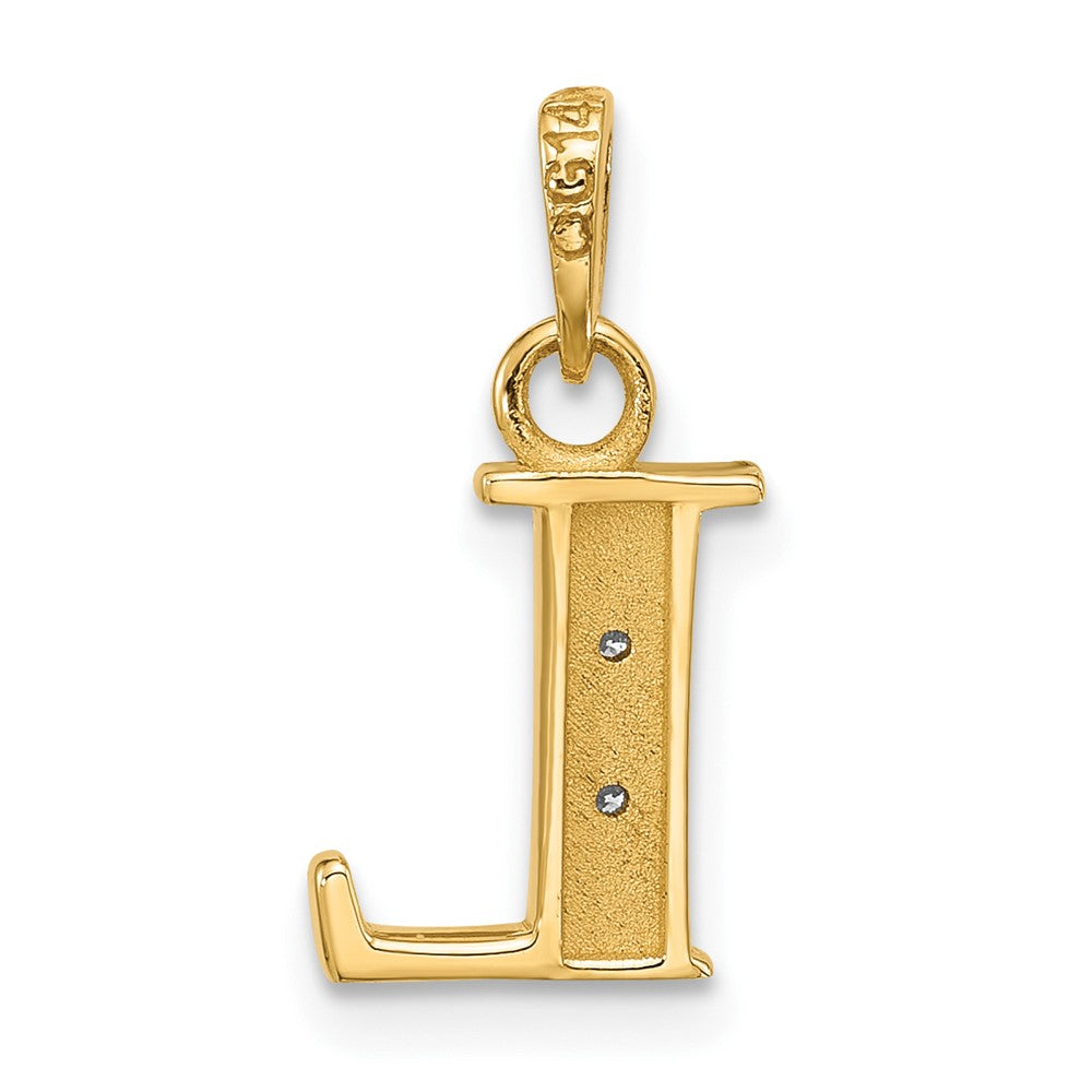 14K Gelb & Rhodium mit Rhodium Diamant Buchstabe L Initiale Anhänger