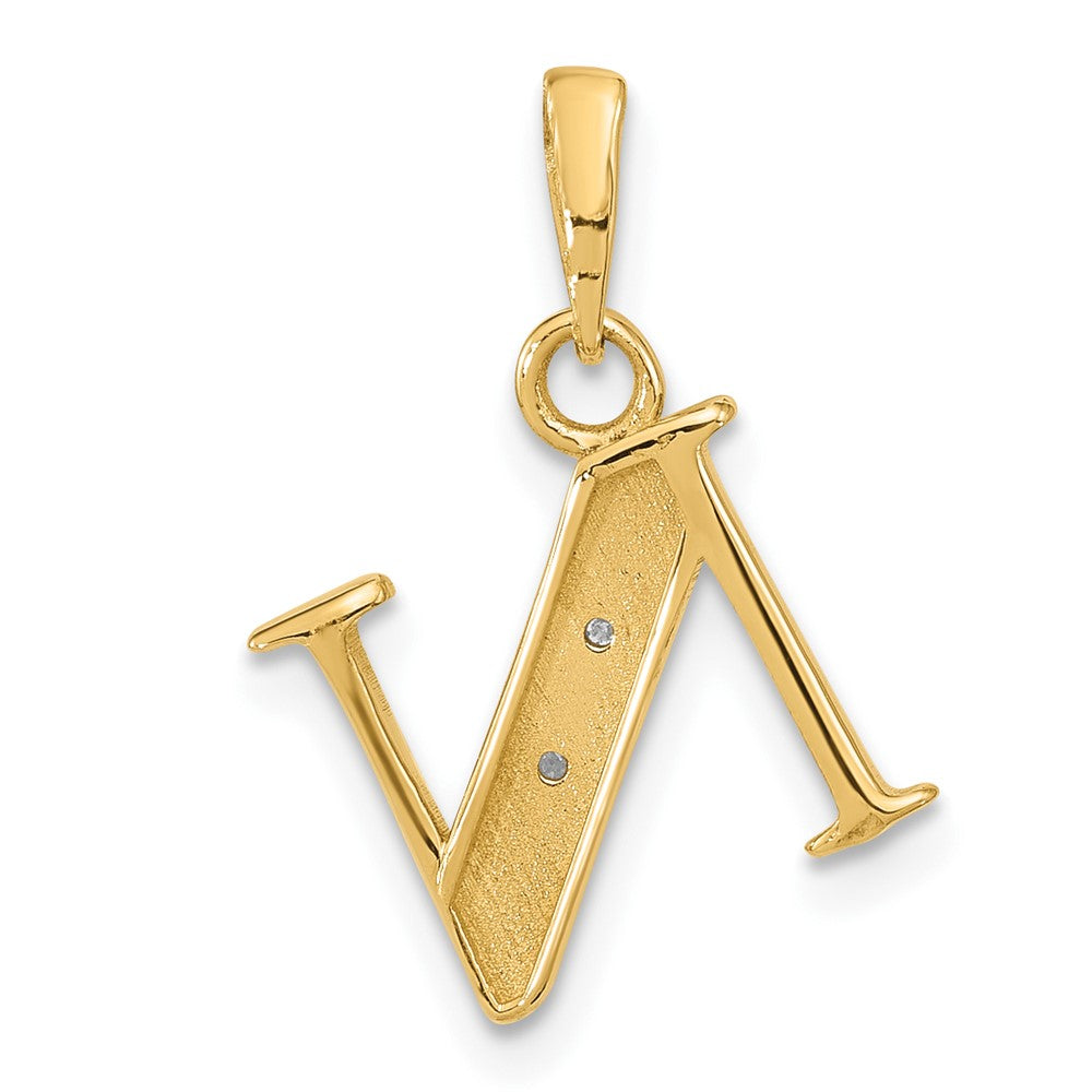14K Gelb & Rhodium mit Rhodium Diamant Buchstabe N Initiale Anhänger