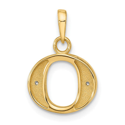 14K Gelb & Rhodium mit Rhodium Diamant Buchstabe O Initiale Anhänger