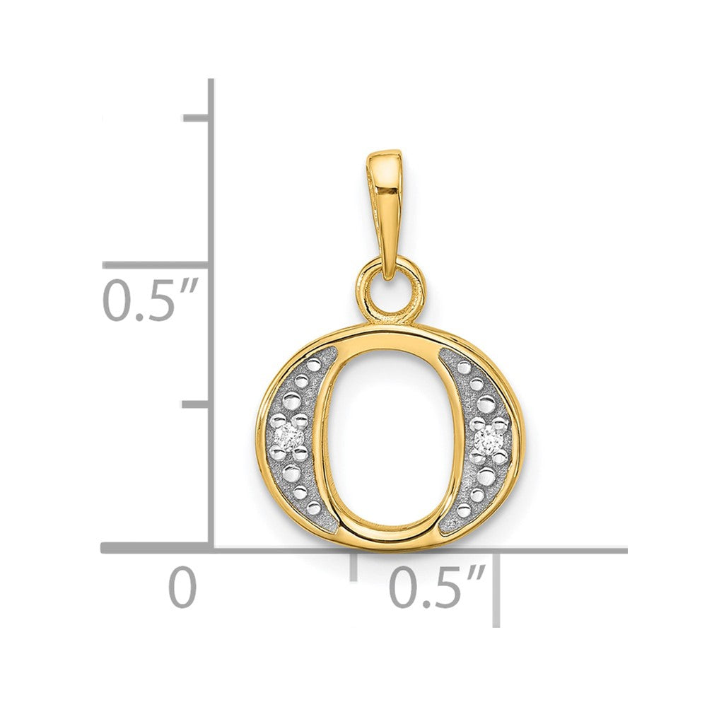 14K Gelb & Rhodium mit Rhodium Diamant Buchstabe O Initiale Anhänger