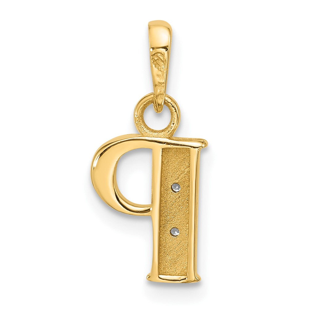 14K Gelb & Rhodium mit Rhodium Diamant Buchstabe P Initiale Anhänger