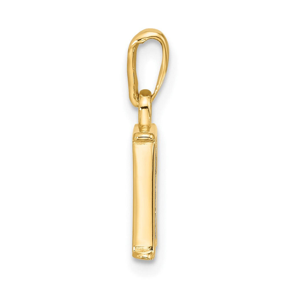 14K Gelb & Rhodium mit Rhodium Diamant Buchstabe R Initiale Anhänger