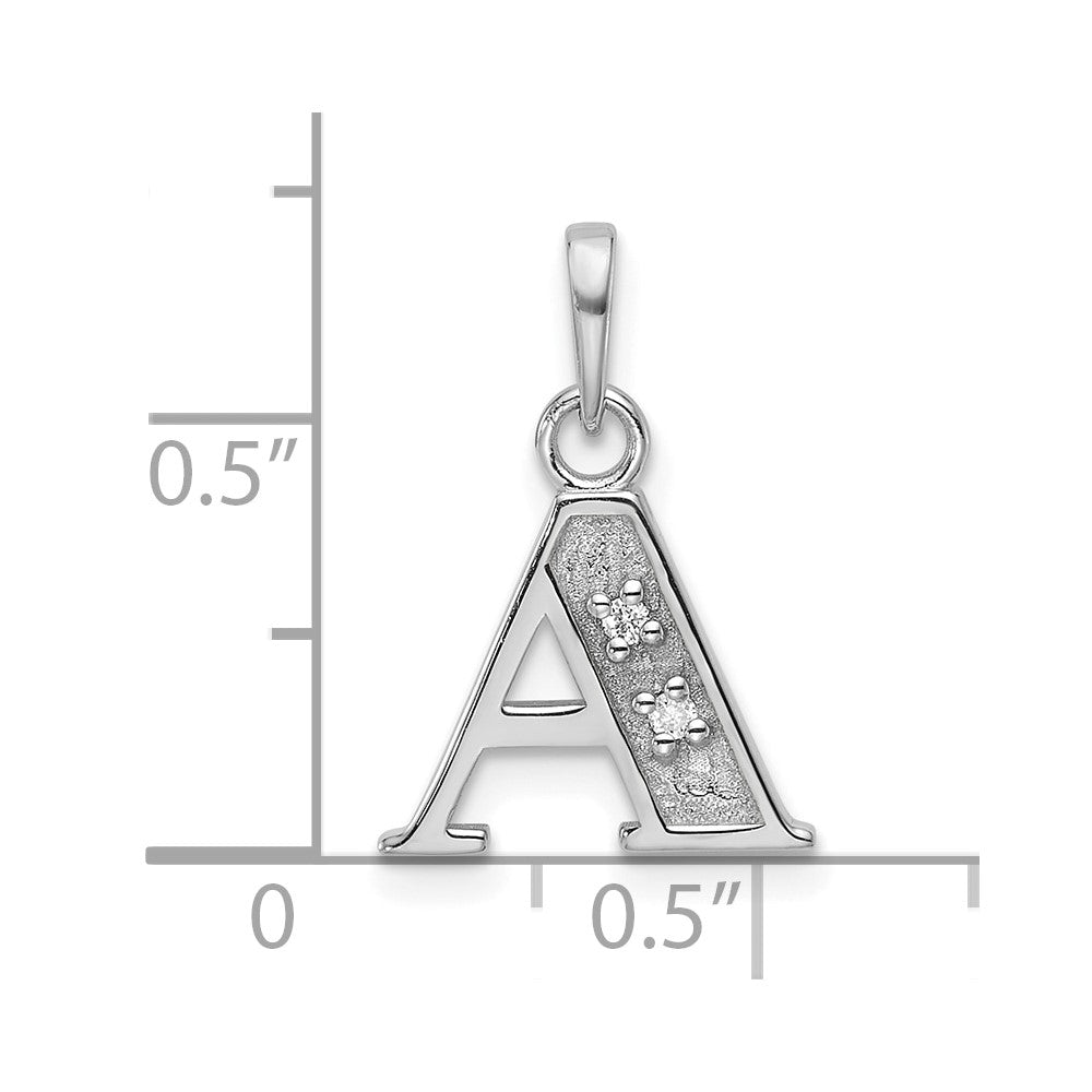 14K Weißgold Diamant Buchstabe Initiale Anhänger
