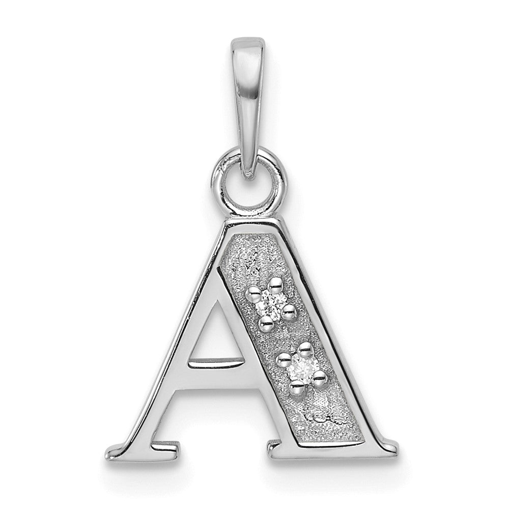 14K Weißgold Diamant Buchstabe Initiale Anhänger