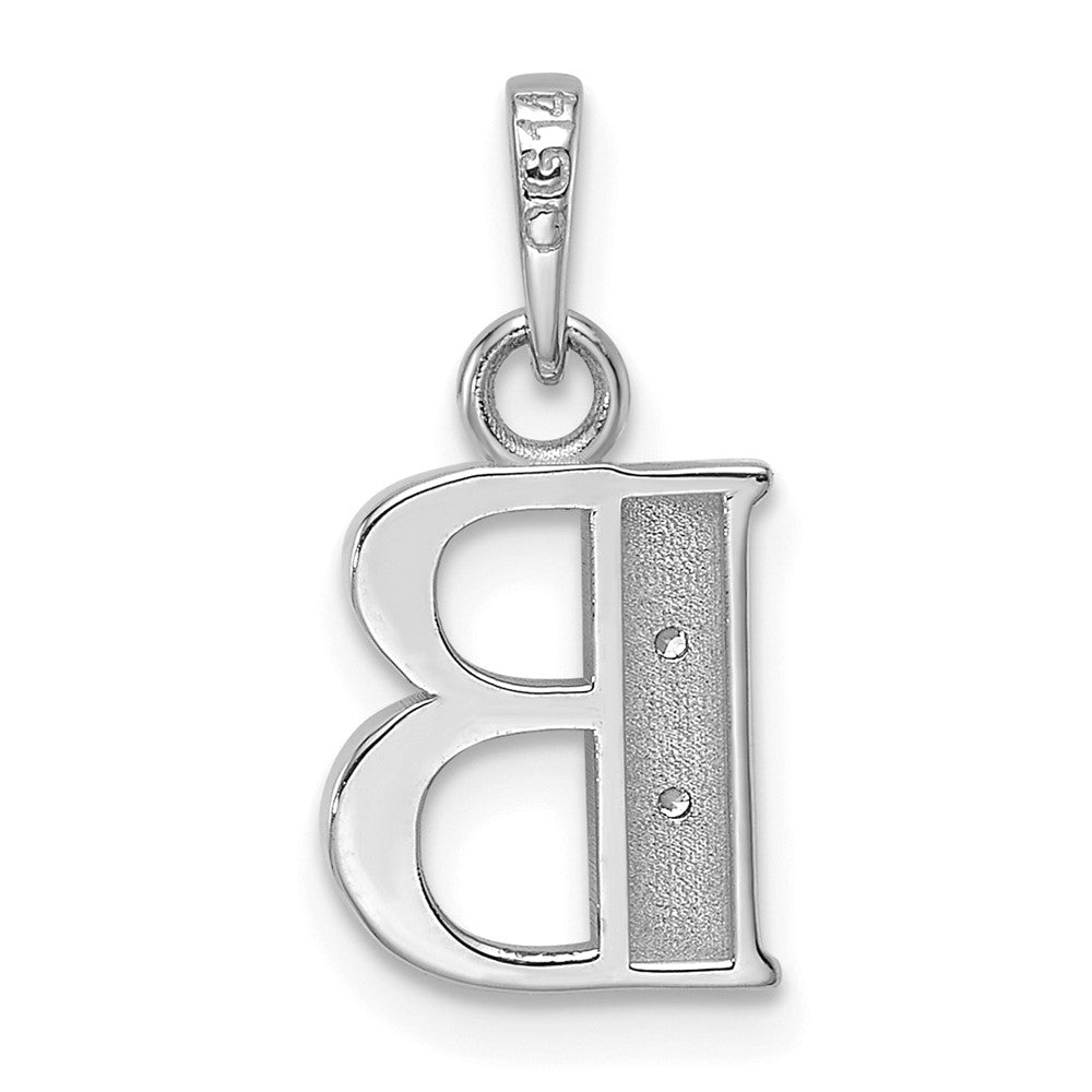 14K Weißgold Diamant Buchstabe B Initiale Anhänger