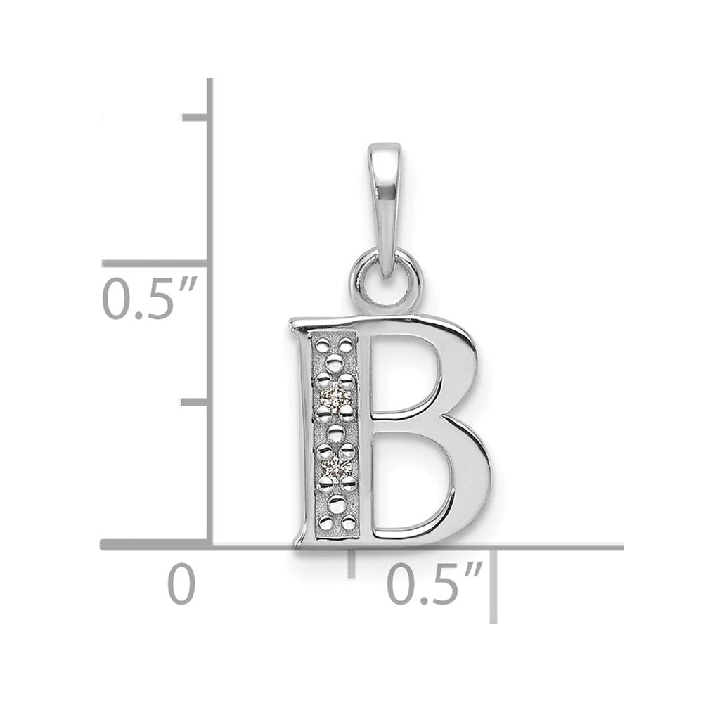 14K Weißgold Diamant Buchstabe B Initiale Anhänger