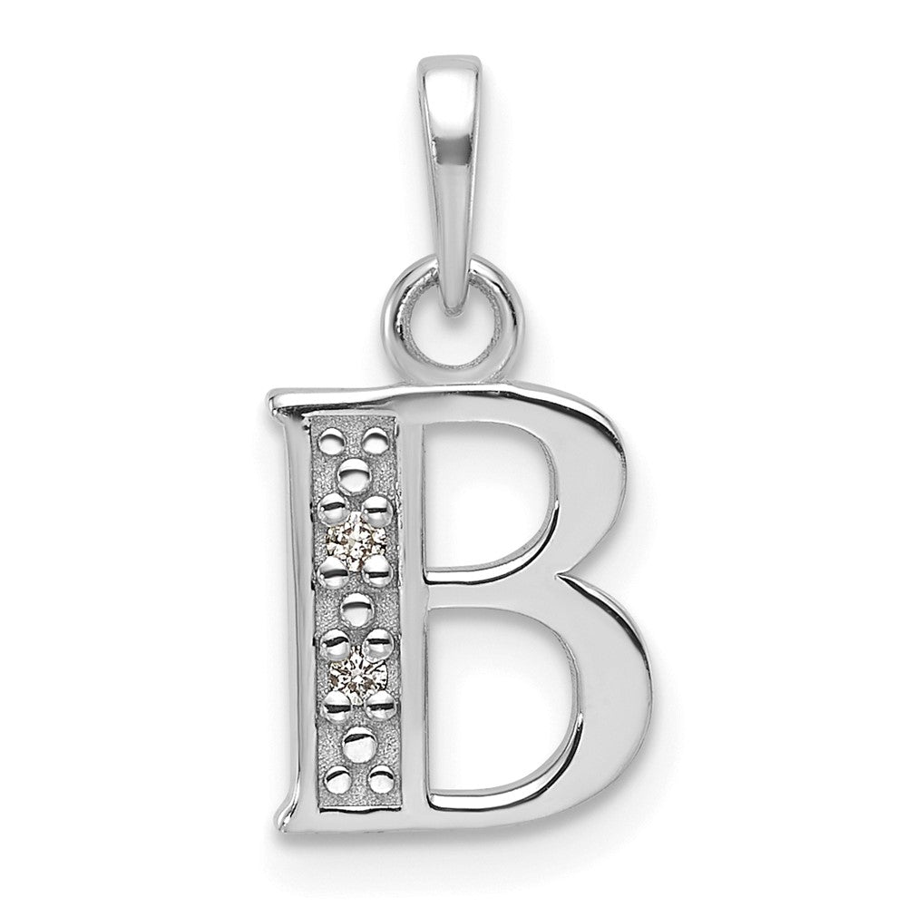 14K Weißgold Diamant Buchstabe B Initiale Anhänger