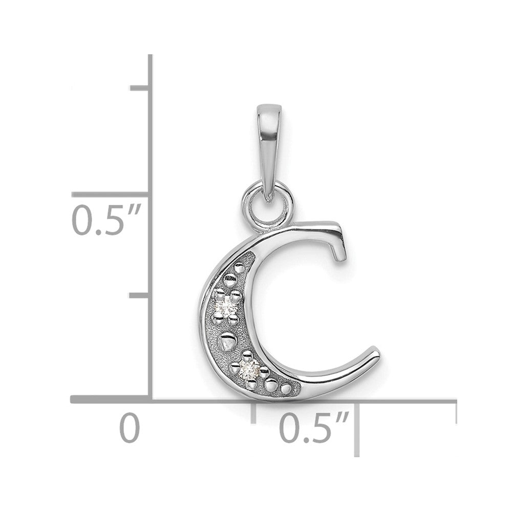 14K Weißgold Diamant Buchstabe C Initiale Anhänger