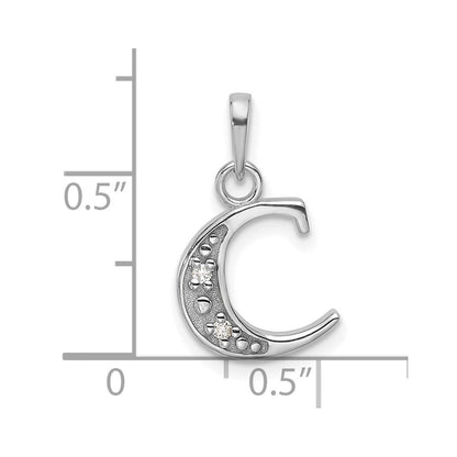 14K Weißgold Diamant Buchstabe C Initiale Anhänger